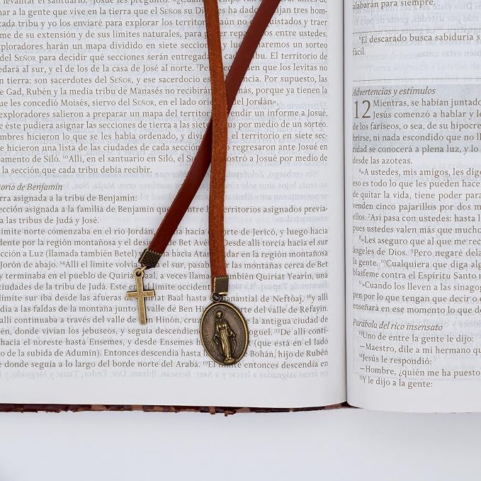 BLBMH Genuine Leather Bible Bookmark with Cross | Catholic Gifts for Men Dad Women Pastor Mom | Christian Book Marker with Ribbon - LB6
