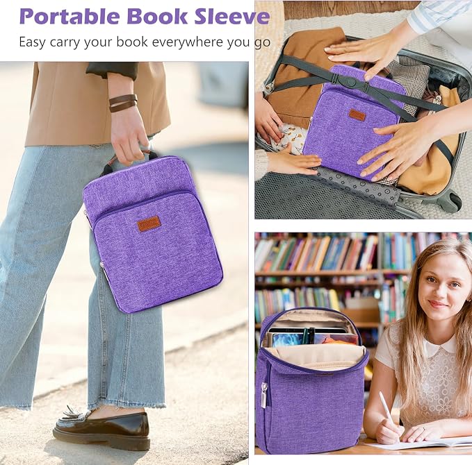 Aplufine Book Sleeve with Zipper, Book Pouch 11" X 9", Book Protector Pouch, Book Sleeve for Book Lovers, Book Cover, Book Carrying Case for Book Accessories, Study Suppliers