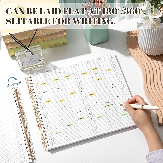 Maitys 2026-2027 Large 6 Column Salon Appointment Book for Hairstylist Spa Business, Hourly Planner 15 Minute Interval, 200 Pages Undated 6 Am 9 Pm Spiral Bound Checklist Planner(Colorful, Floral)