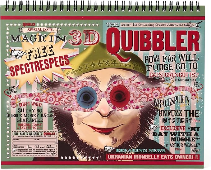 Conquest Journals Harry Potter The Quibbler Undated Weekly Spiral Planning Pad, 8'' x 10'', 52 Page, To-Dos, Priorities, Habit Tracker & Notes, Durable Bookboard-Wrapped Backboard, Officially Licensed