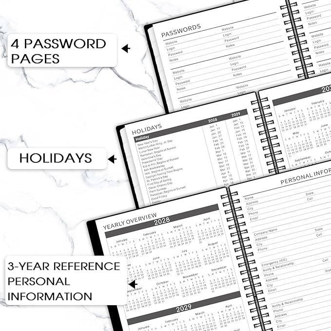 2026-2029 Monthly Planner/Calendar - 3 Year Monthly Planner 2026-2029, Jul. 2026 - Jun. 2029, 6.3" x 8.4", monthly planner with Spiral Bound, Notes Pages, 36-Month Tabs, Inner Pocket, 3 Year Calendar