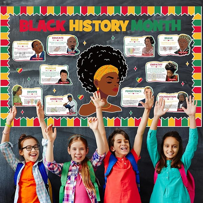 Black History Month Bulletin Board Decorations Set, African American Inspirational Quotes Posters Classroom Decorations for Middle School and High School History Educational Classroom Library Office