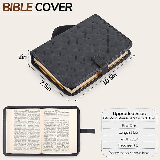 Large Bible Bag with Bible Cover Case for Women,Color-Blocking Bible Carrying Case,Church Tote Bag with Shoulder Strap for Bible Study Supplies,Christian Gifts for Women（Gray）