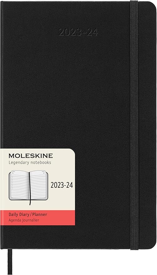 Moleskine Classic 18 Month 2023-2024 Daily Planner, Hard Cover, Large (5" x 8.25"), Black
