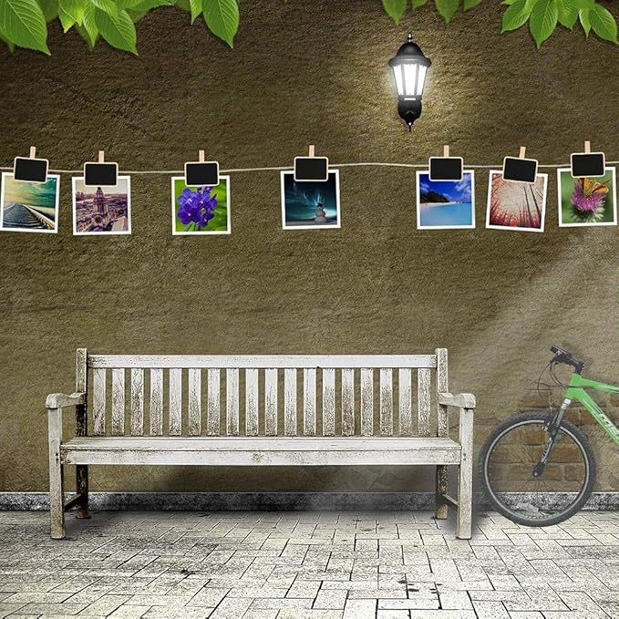 40Pcs 2.36 x 1.58 Inch Wood Mini Chalkboard Clips Wooden Blackboard Clips Photo Price Chalk Board Message Board Tag Signs with Pegs for Memo,Note Taking,Food Label,Wedding Table Number Place Card