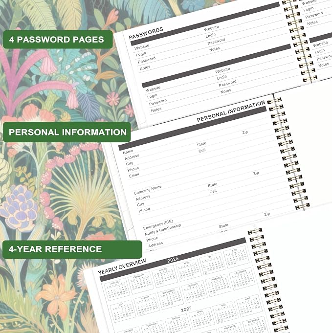 2026-2029 Monthly Planner - 3 Year Planner 2026-2029, Jul. 2026 - Jun. 2029, 9" x 11", 3 Year Calendar Planner 26-29, 36 Monthly Calendar with Tabs, Notes Pages, Inner Pocket - Tropical Plants