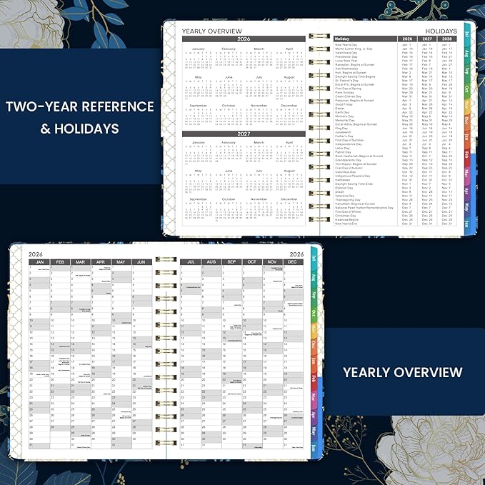 2026-2027 Appointment Book - Planner 2026-2027, Daily Hourly Planner, July 2026 - June 2027, Weekly & Monthly Planner, 6.3" x 8.5", Half Hour (30 Mins) Interval, Colorful Tabs, Thick Paper, Inner Pocket