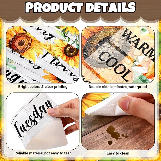 Cholemy 85 Pcs Calendar Bulletin Board Set Classroom Calendar Bulletin Board with Numbers Month Weather Classroom Decoration Wall Decor for Chalkboard Back to School Supplies(Sunflower)