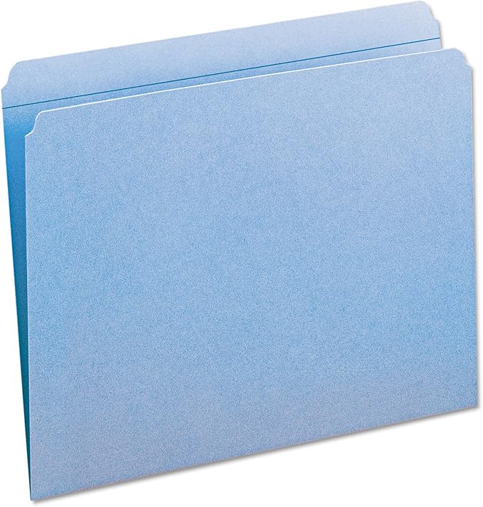 Smead File Folder, Reinforced Straight-Cut Tab, Letter Size, Blue, 100 per Box (12010)