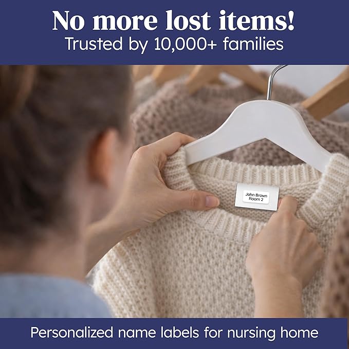 Clothing Labels for Nursing Home Pink [120pcs] - Name Tags for Clothes, Items & Home Essentials - Personalized Laundry Stick on Labels - Custom Clothing Tag Name Sticker Washable (1.2”x0.5”)