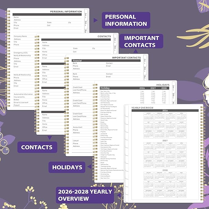 2026-2028 Monthly Planner - 2 Year Monthly Planner/Calendar 2026-2028, July 2026 - June 2028, 11" x 9", 24 Monthly Planner with Tabs, Back Pocket, Holidays, Twin-Wire Binding, Note Pages