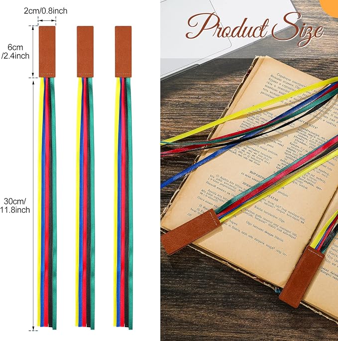 Jutom 3 Pcs Bible Ribbon Bookmark Magnetic Ribbon for Book Markers Bible Leather Bookmark with Ribbons Multi Page Marker Magnetic Hold Clips into Book for Books Teachers(Colorful)