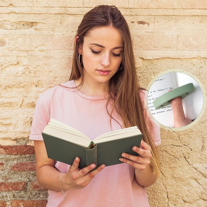 4Pcs Book Page Holder Set, 2Pcs Breathable Silicone Thumb Book Page Holder and 2Pcs Leather Bookmark, First Mothers Day Gift for New Mom, Reading Accessories for Book Lovers, Readers