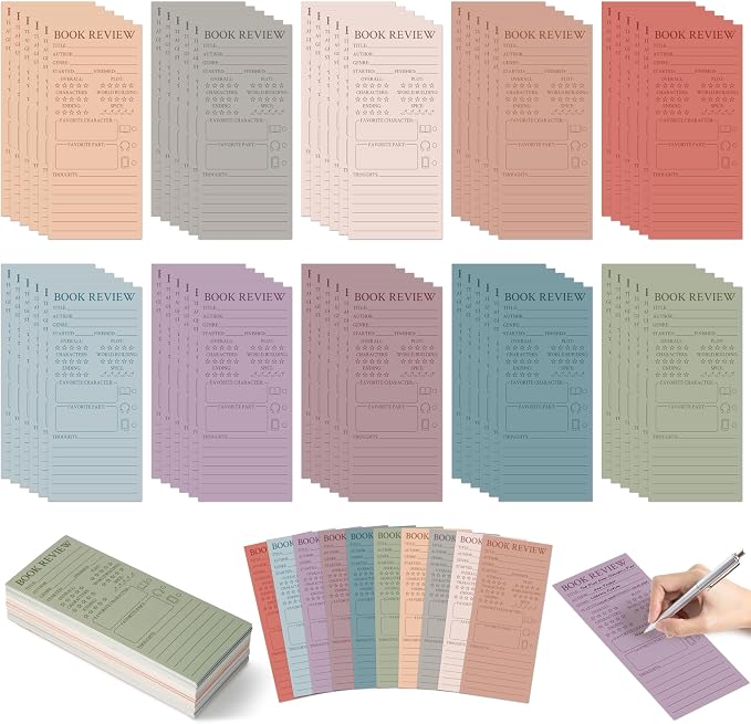L1rabe Retro Book Review Bookmarks - Back to School Gift 120Pcs Book Page Marker Reading Log for Readers Bookworm Bookish Gift, Reading Page Tracker for Students Teachers Women to Review & Tracker