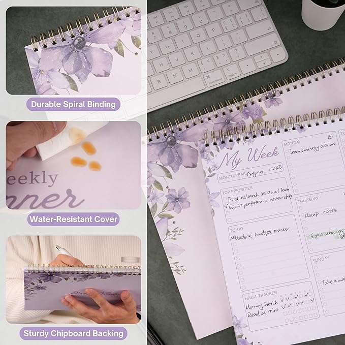 Weekly Planner Notepad 8.5x11 Inches – 52 Weeks Undated Dashboard Desk Pad for To-Do List, Schedule & Notes – Productivity Planner for Work, School, Home & Busy Professionals (Lavender Purple)