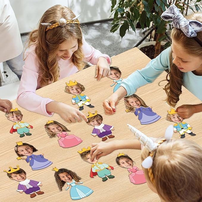 48Pcs Princess and Prince Crown Cutouts Bulletin Board Decorations Gold Crowns Paper Cut Outs DIY Photo Picture Craft for Kids Kindergarten Party Home Wall Back to School Classroom Birthday Supplies