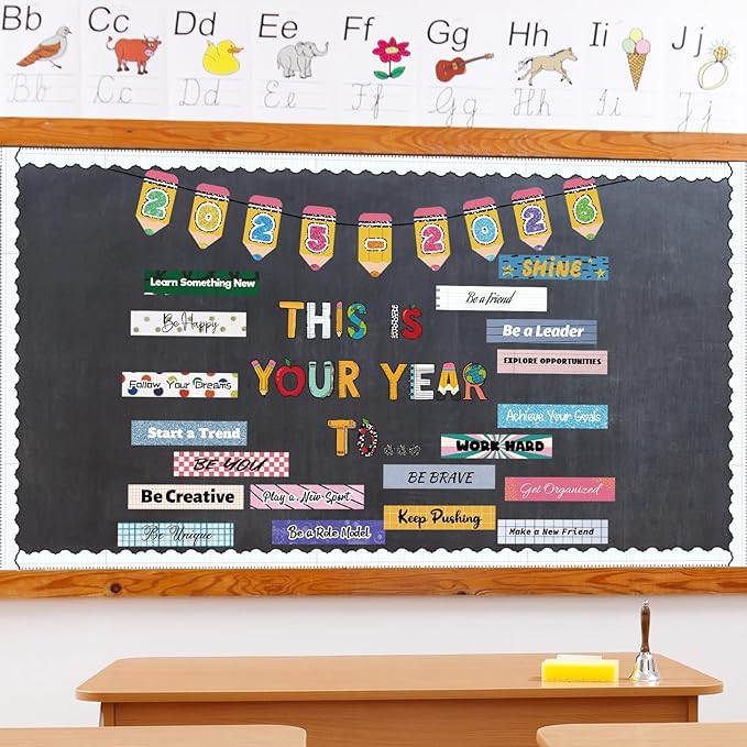 Eaasty Bulletin Board Kit Decor Welcome Back to School Bulletin Board Bright Groovy Growth Mindset Positive Affirmations Wall Decor for School Nursery Chalkboard Wall Door Party Supplies