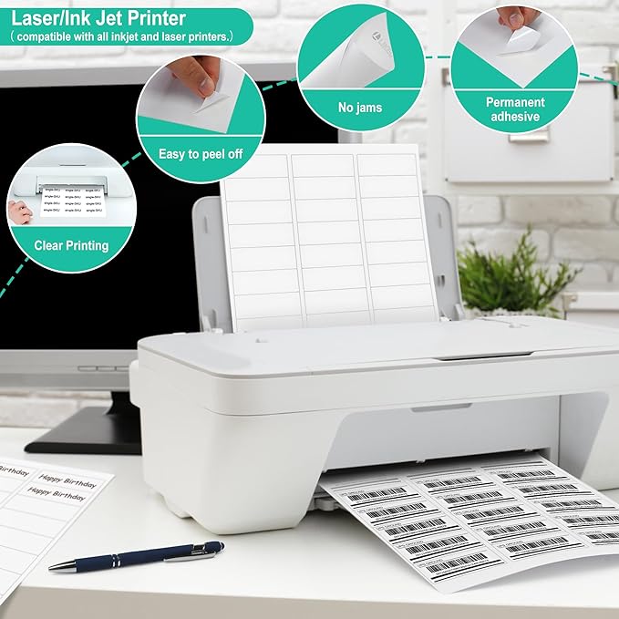 L LIKED Printable Address Labels, 1" x 2-5/8", 45,000 Labels, 30 per Sheet, Mailing Labels for Envelopes, Inkjet/Laser Printer Compatible (1500 Sheets)
