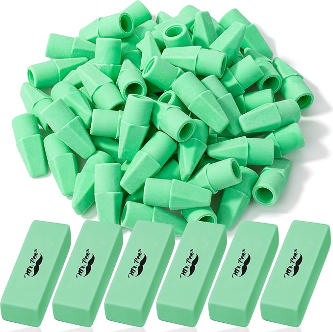 Mr. Pen- School Eraser Combination Set, 66 Pack, Green, Latex Free Erasers for School, Office, Art Sketching, Homework, Exams, Clean Smudge-Free Correction