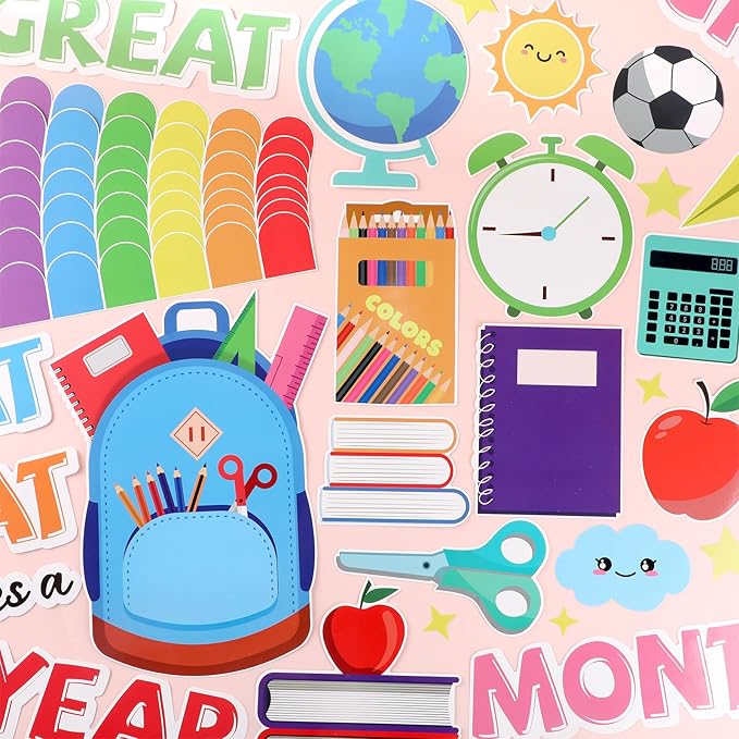 gisgfim Growth Mindset Bulletin Board Decorations Set Back to School Positive Educational Sayings Classroom Great Attitude Day Month Year Life Paper Cutouts Bulletin Board Decor for Chalkboard Wall