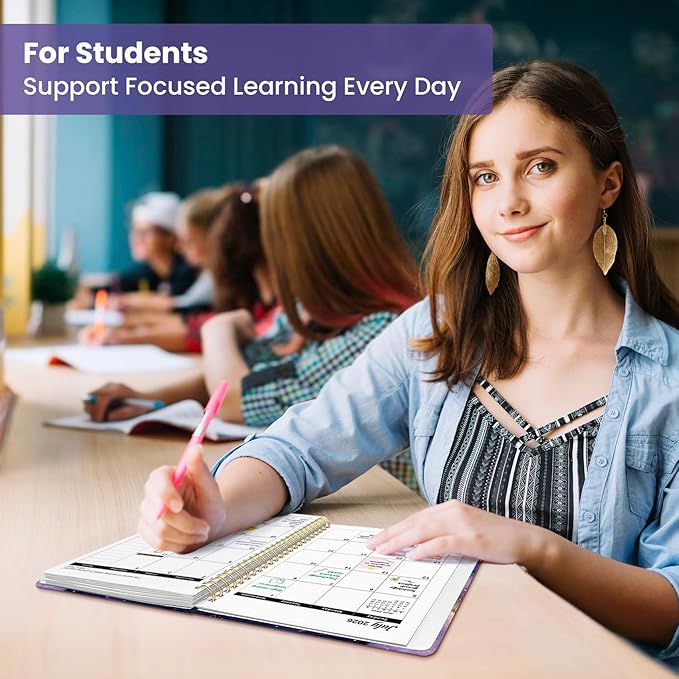 Planner 2026-2027, Academic Year Weekly and Monthly Calender Planner, from Jul 2026 - Jun 2027, Spiral Bound School Planning Book, Perfect for Teacher, Student, Women & Men, A5 (6.3" x 8.5"), Cosmic Amethyst