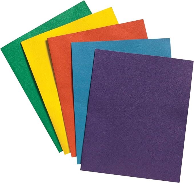 School Smart 2-Pocket Folders, Assorted Colors, Pack of 25 - 084900