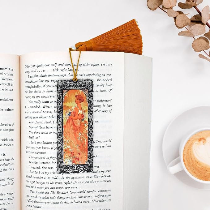 BLBMH Metal Bookmarks for Women Alphonse Mucha Birthday Christmas Gifts Unique Mother's Day Teacher Appreciation Gifts for Book Lovers Friends Readers - Summer