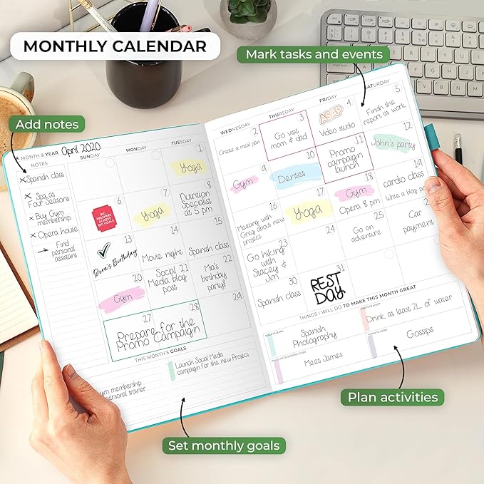 Clever Fox Planner PRO Schedule – Undated Weekly & Monthly Life Planner with Time Slots, Appointment Book & Daily Organizer, A4 (Turquoise)