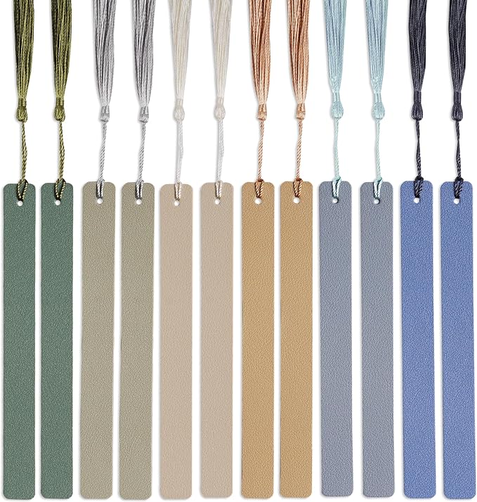 12 Pcs Pastel Leather Bookmarks Colorful for Women Students Teachers Book Lovers Reading Supplies(12colors2)