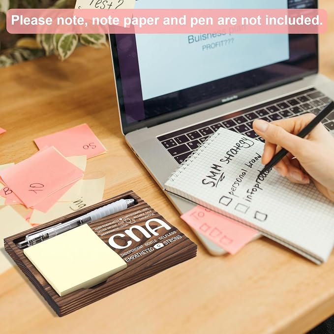 Certified Nursing Assistant Appreciation Gifts, Thank You Gift for Nursing Assistant, CNA Office Coworkers Staff Appreciation Gift, Sticky Note Holder Wooden Notepad & Pen Holder 6.5" x 4.7" - FTA278