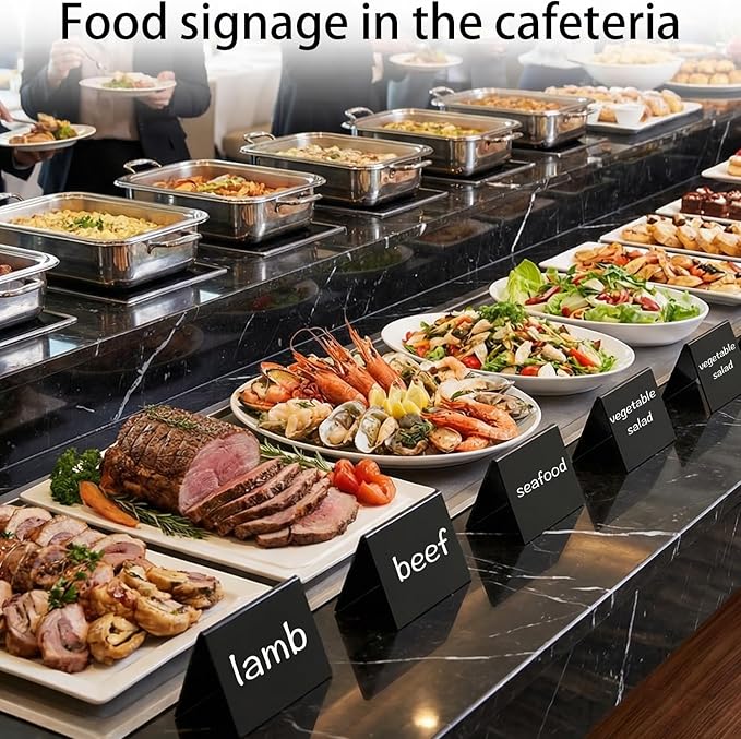 10cm x 7.6cm Mini Erasable Blackboard Food Labels for Party Buffet & Party, Reusable Food Signs for Buffet, Suitable for Supermarkets, Bakeries, Cafes (12pcs)