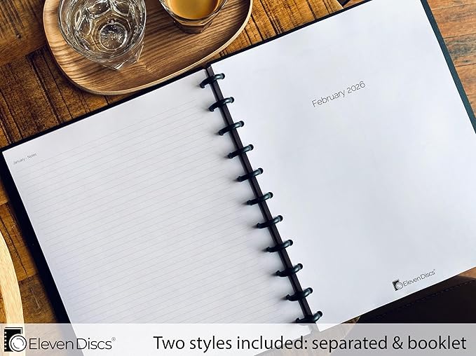 2026 Monthly Planner, Monday Start, Letter Size, 2 Styles (Separated, Booklet), Premium Discbound Notebook Paper for Circa, Arc, TUL (38 Sheets)