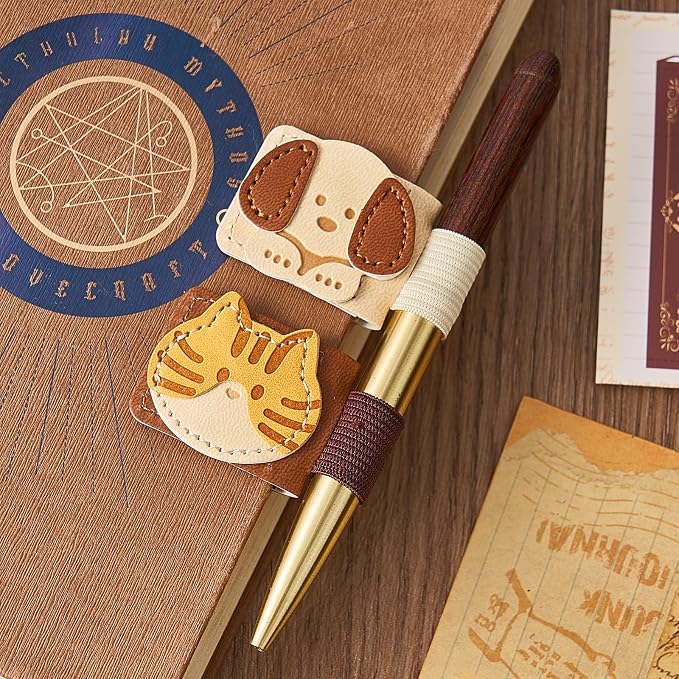 2PCS Magnetic Leather Bookmark, Cat & Dog Book Marks for Reading Women, PU Bookmark Clip, Book Accessories