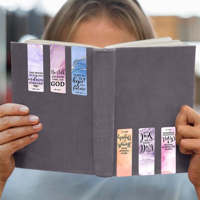 6 Pieces Bookmark, Bible Verse Magnetic Bookmarks for Women Men Book Lovers, Pastel Design Religious Scripture Book Accessories Bookmaker, Christian Gifts for Reading Lovers 1