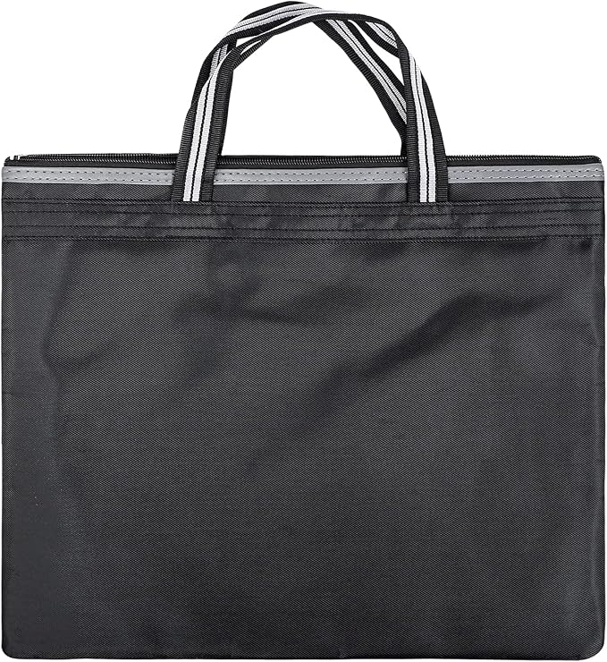 Portable Business Briefcase Zipper Bag Waterproof Durable A4 File Folder Bag Lightweight Carrying Case Handbag File Storage Organizer Holder for Office Meetings Travel