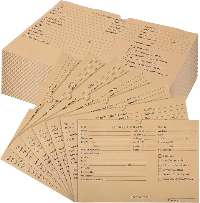 120 Pcs Project Folders - Heavy Duty Paper File Jackets for Automotive Documentation, Essential Dealership Supplies & Organization (9x12 Inch)
