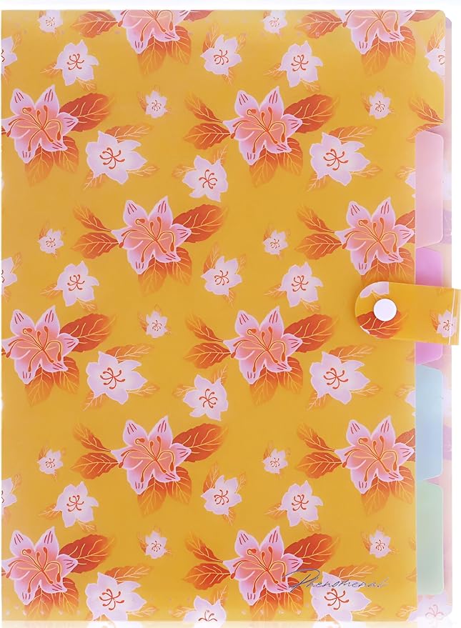 Flower Series Expanding File Folder, Vintage Floral Elegant Funky Cute Retro Document Organizer for Document Arrangement - Golden Floral