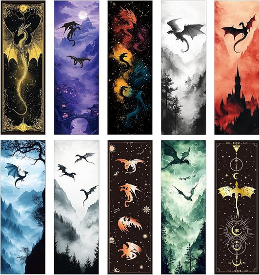 Cool Dragon Bookmarks Gifts - 20 Pcs Fantastic Bookmark for Book Lovers Gothic Horror Book Mark Witchy Dragon Page Marker Clip Gift for Men Teens Reading Students Teachers Bookish Bookworm