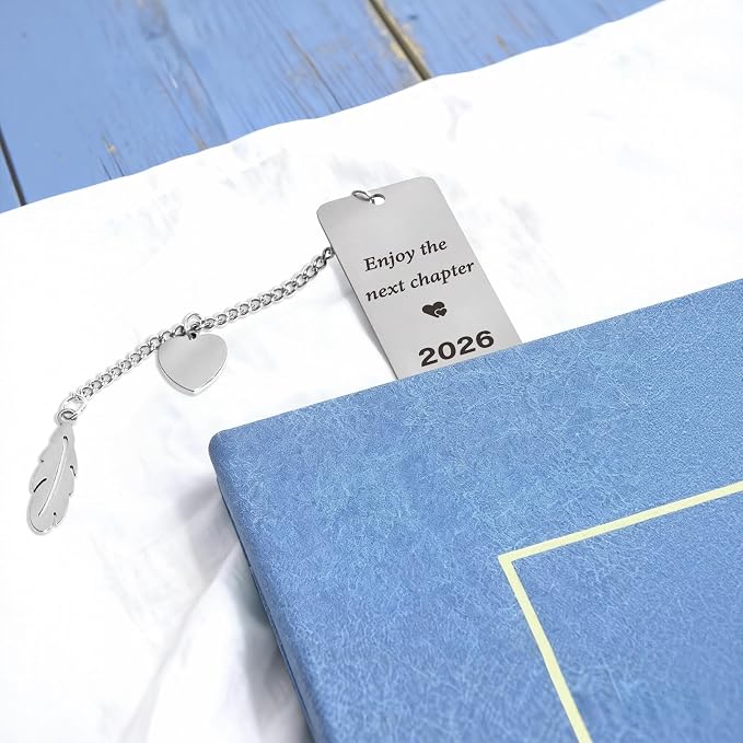 Happy Retirement Gifts 2026, Graduation Bookmark, Enjoy The Next Chapter, Stainless Steel Bookmark for Women Men, Retirement Gifts for Coworker, Teacher Appreciation Gift, Graduation Gifts, Silver