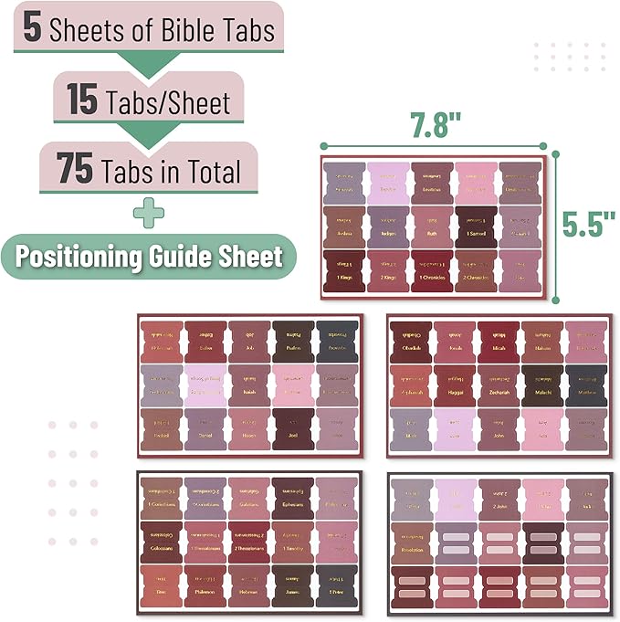 Mr. Pen- Bible Tabs, 75 pcs, Earth Tone, Gold Foil Embossed Lettering, Laminated Bible Tabs for Women and Men, Bible Index Tabs, Bible Book Tabs, Bible Labels Tabs, Mr. Pen Bible Tabs