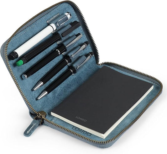 Londo Genuine Leather Padfolio – Portfolio Folder with Pencil Holder, Notepad & Zipper Closure for Business, Office & Travel