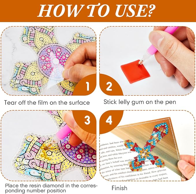 6 Pcs Cross Diamond Art Bookmarks Diamond Painting Bookmark Kits Cross Crystal Bookmarks 5d Rhinestone Crystal Painting Book Markers Gifts for Women Craft Read Office Home DIY Book Lovers