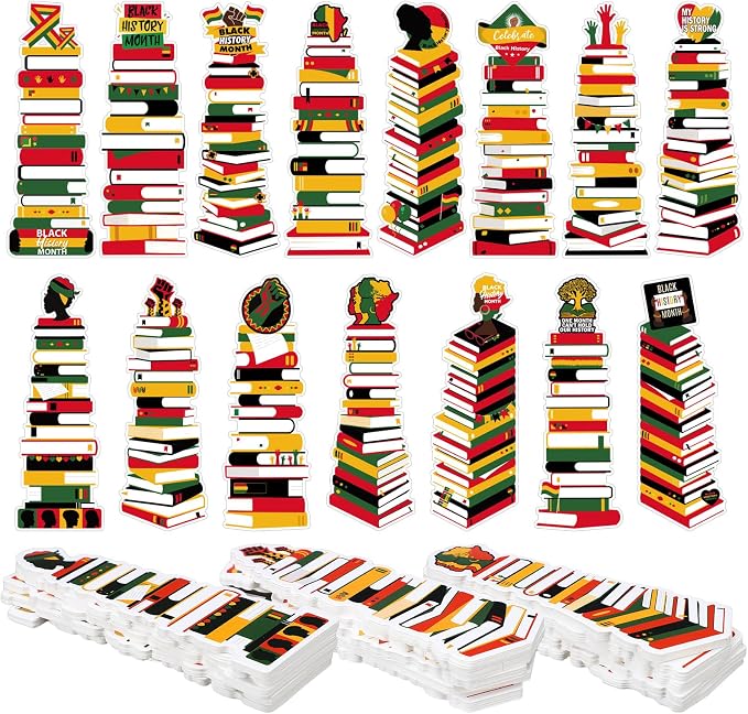 Kolldenn 150 Pcs Book Tracker Bookmarks Bulk 6.3 x 1.97 Inch Bookshelf Love to Read Bookmarks Paper Tracking Double Sided Reading Page Markers for Back to School Reading Lover(Black History Month)