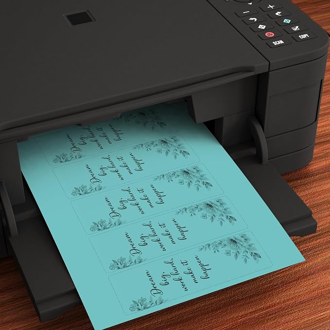 Printable Bookmarks - Blank Bookmark Printing Paper for Inkjet & Laser Printers - 2" x 6" Perforated Bookmarks 5 per Page - 25 Sheets / 125 Book Marks (Bright Blue)