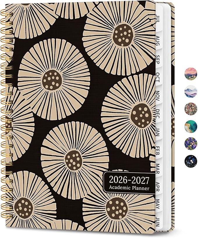 Planner 2026-2027, Monthly and Weekly Academic Planner July 2026 - June 2027, Hardcover Student Teacher Planning Agenda Calendar Book with Tabs, Perfect for Office School Supplies, A5 (6.3" x 8.5") - Petal Art