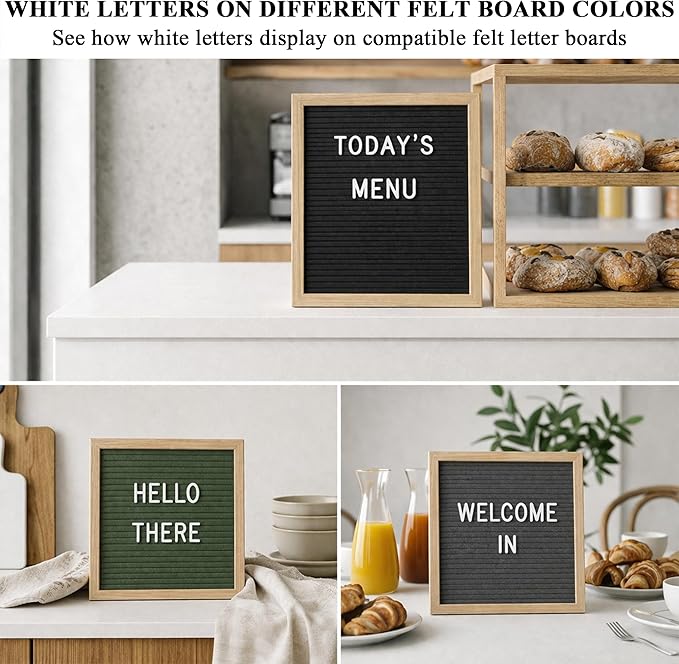 C CRYSTAL LEMON 3/4 Inch White Letter Board Letters, 336 Pcs Plastic Letters Numbers Symbols, Replacement Set for Compatible Felt Letter Boards, No Board Included