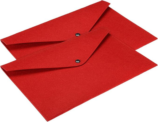 PATIKIL File Bag Felt Folder 2 Pack A4 Envelope Document Storage Pouch Organizer for Office Business, Red