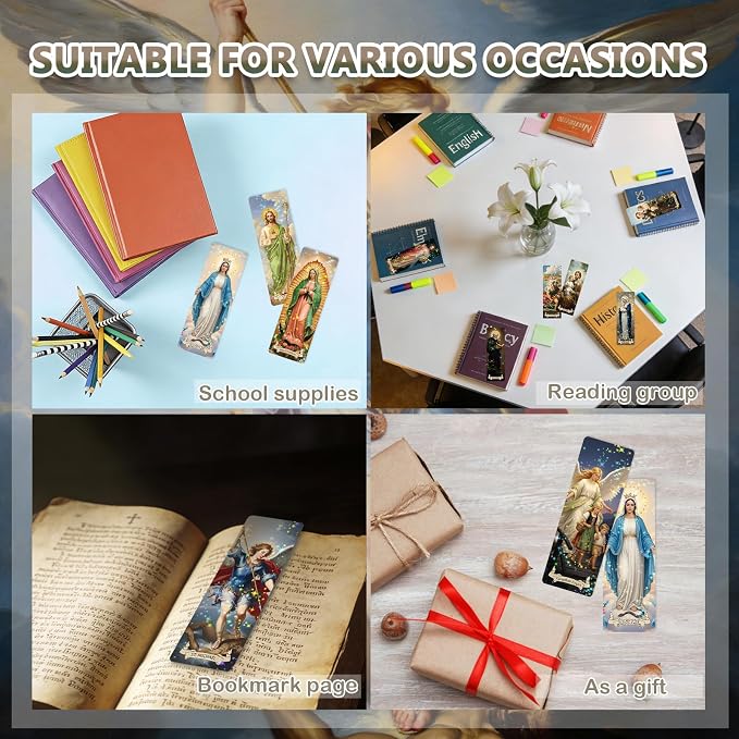 48 Pcs Catholic Bookmarks, Christian Religious Paper Bookmark Bulk for Women Man, Jesus Virgin Mary Angel Bookmark Catholic Gift for Reading Lovers Church Accessories