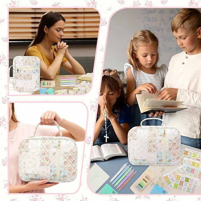 Bible Cover Case for Women Large Bible Cover Bag Bible Study Supplies Accessories Bible Journaling Kit for Girls Women