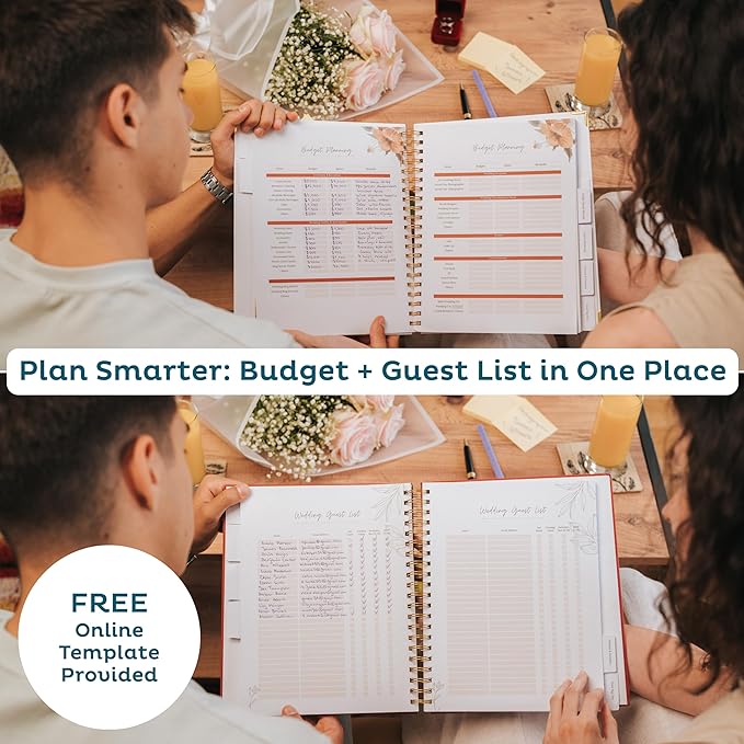 Timeless Premium Wedding Planner Book and Organizer – Timeless Premium Wedding Planner Book and Organizer – Wedding Planning Book, Comprehensive Keepsake & Countdown Binder, Perfect Engagement Gift for Women, 11" x 9" (Wildflower)